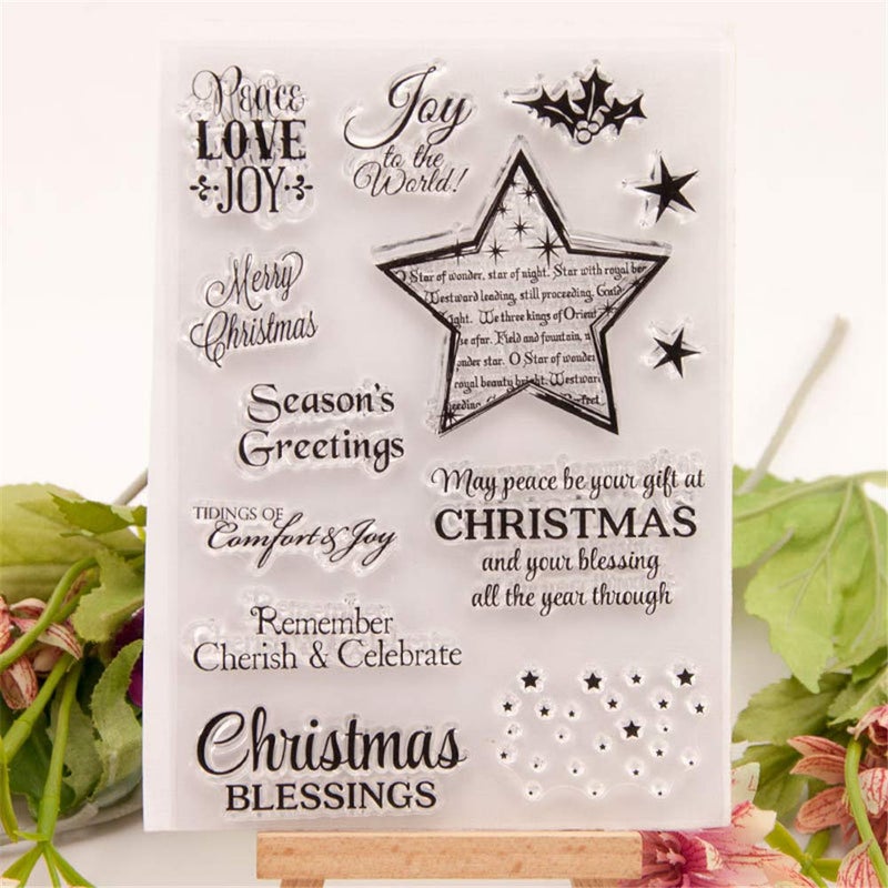 LZBRDY Merry Christmas Stars Blessing Words Clear Rubber Stamps for Card Making and Scrapbooking Christmas Silicone Stamps (T1600) - Image 3